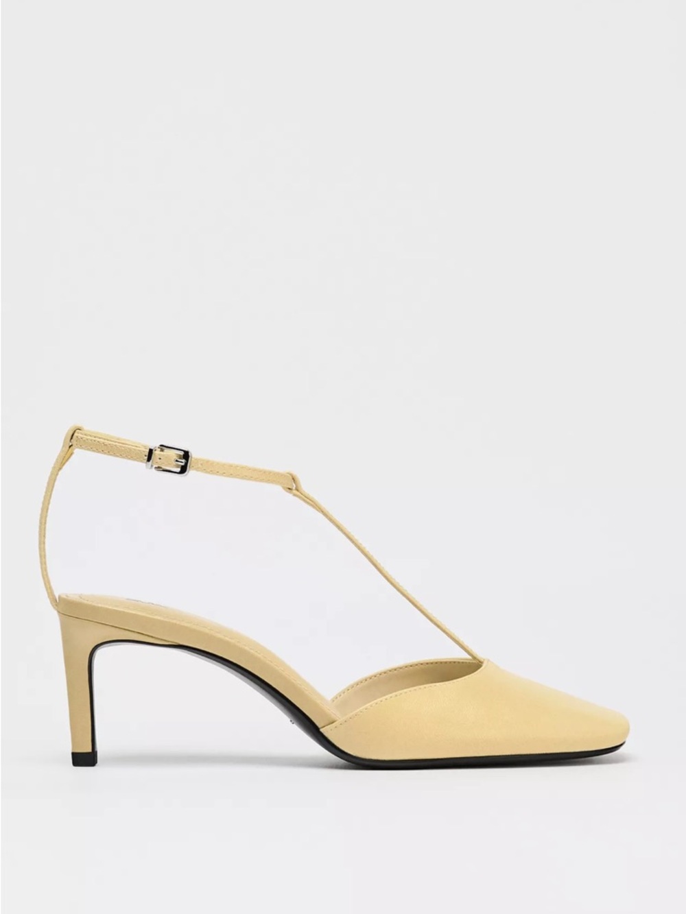 Zara leather slingback heels vanilla yellow size 10
